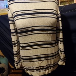 Women's East 5th size L multi color stripe long sleeve crew neck  sweater EUC